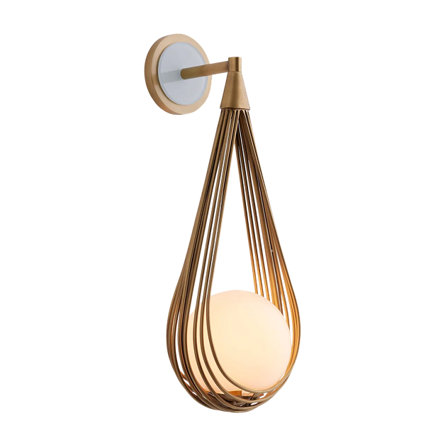 Gold teardrop sconce with round shade