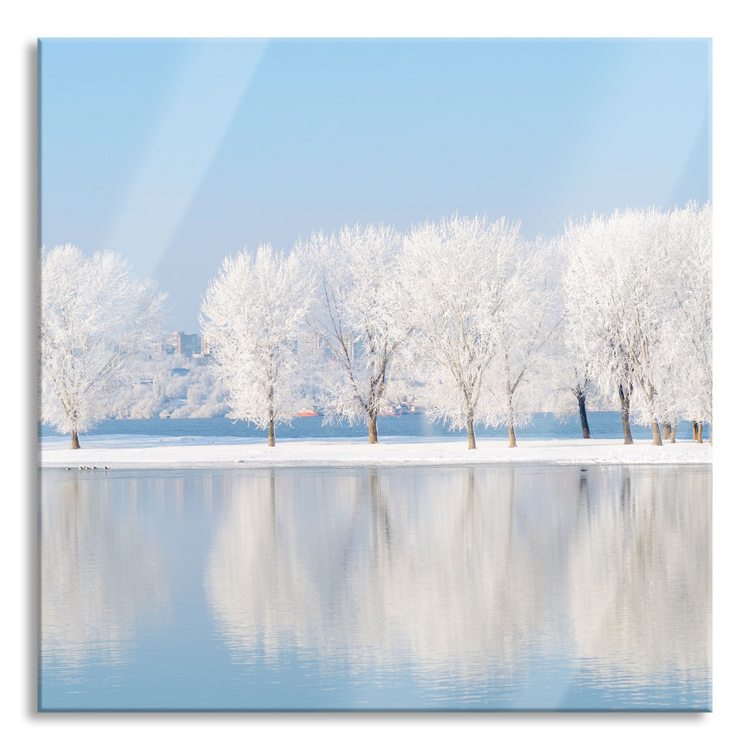 Ungerahmtes Foto auf Glas "Snow-Covered Trees in Winter"