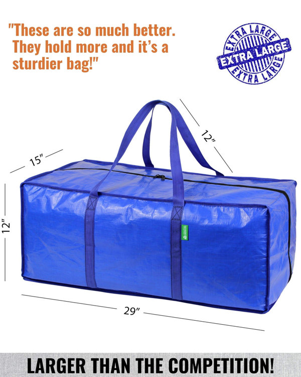 Rebrilliant Jumbo Heavy-Duty Moving Bags, Clothing Storage Bags with Sturdy Zipper - Better Than Moving Boxes - Perfect Clothes Storage Bins, Moving Supplies, EXT