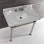 Lavabo console en marbre Carrara de 36 pouces avec pieds en acier inoxydable Kingston Monarch Kingston (8 pouces, 3 trous)-51154830