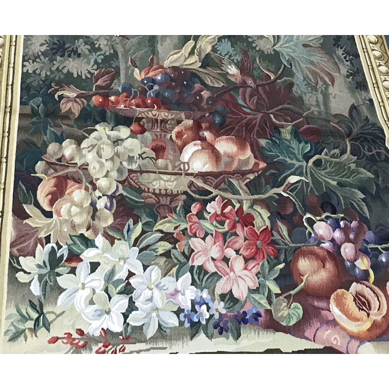 Tapis doré et vert noué à la main de haute qualité