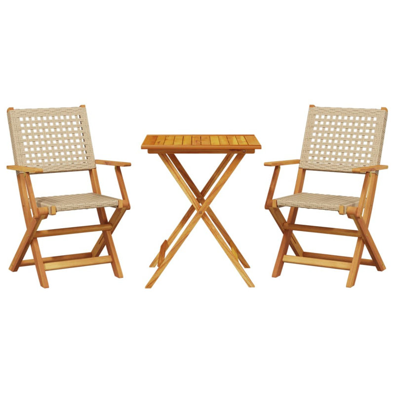 Bowden 2 - Person Wood Patio Dining Set with Rectangular Table, Beige