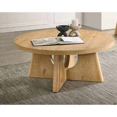 Ensemble de table 3 pièces de style moderne 1 table basse 2 x table de bout piédestal avec découpe de finition chêne