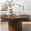 Table basse ronde 35,98 pouces avec pieds cylindriques, table de table en placage de bois, canapé, table d'appoint arrondie pour le bureau du salon, brun