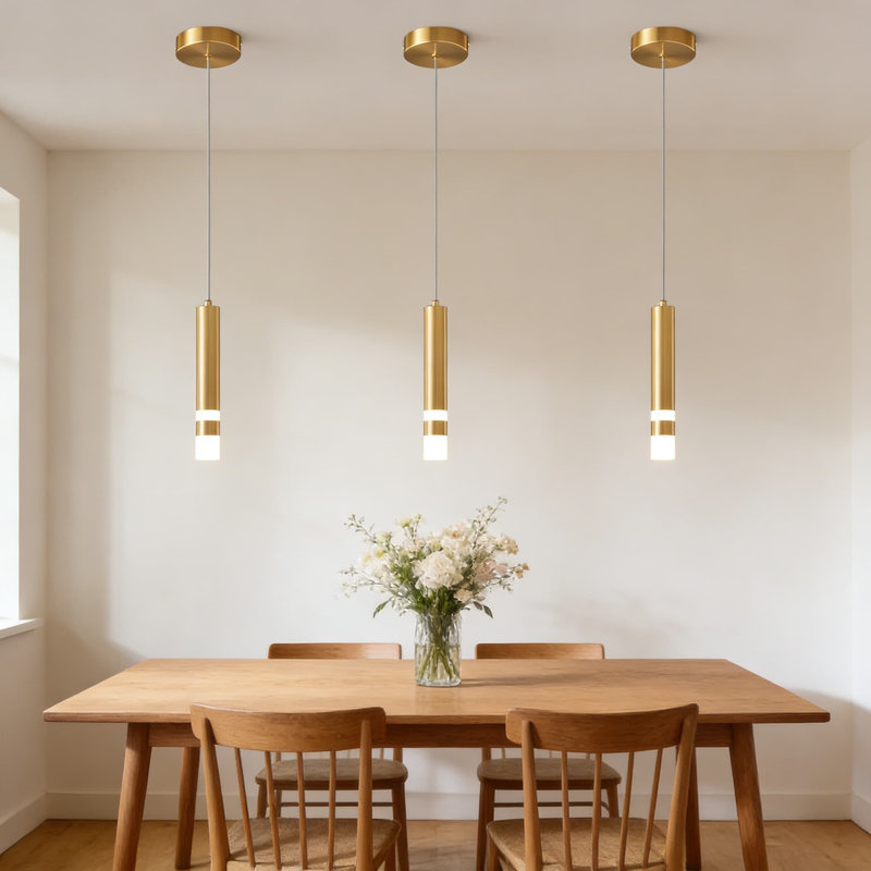 Luminaire suspendu à intensité variable à DEL, conception minimaliste moderne avec hauteur réglable, éclairage intégré écoénergétique pour îlot de cuisine, chambre à coucher et salle à manger (paquet de 3)