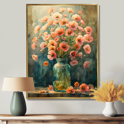 Bouquet de roses roses et vertes, pot de lait, art mural salon