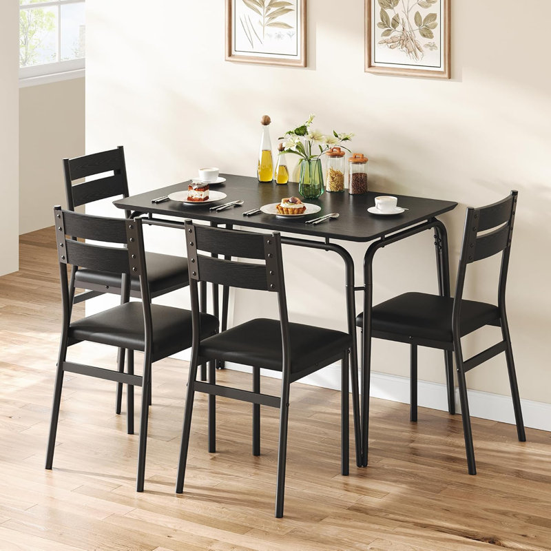 Table de salle à manger pour 4 personnes, ensemble de 4 petites tables et chaises, ensemble de repas carré pour 4 personnes, ensemble de table de salle à manger, ensembles de cuisine et de salle à manger 5 pièces pour petits espaces