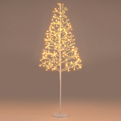 7 FT Lighted Birch Tree w/ 456 Warm White Light LED Lights Weighted Base