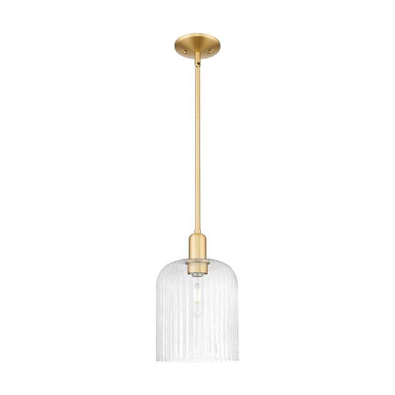 Downtown Urban - Voile de mariée - Mini-luminaire suspendu 1 tige, H 13,25 po x l 8 po x P 8 po, Grainé, Or satiné