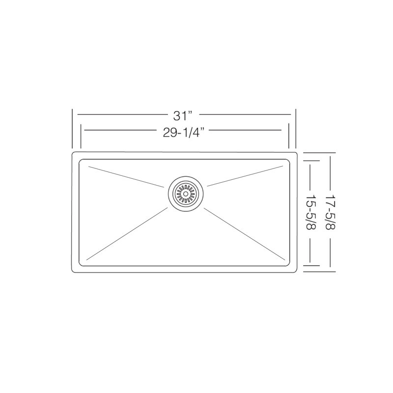 31" Large Single Bowl Undermount Sink