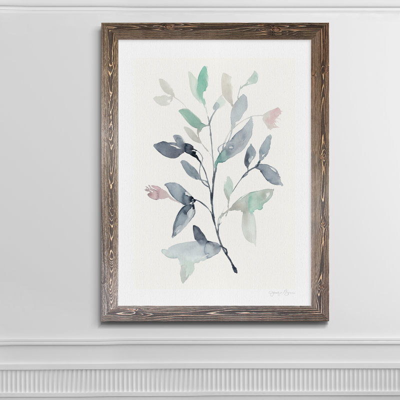 "water branches i" , reproduction d’art sur toile encadrée, H 44 po x l 32 po x P 1,25 po, Cadre espresso