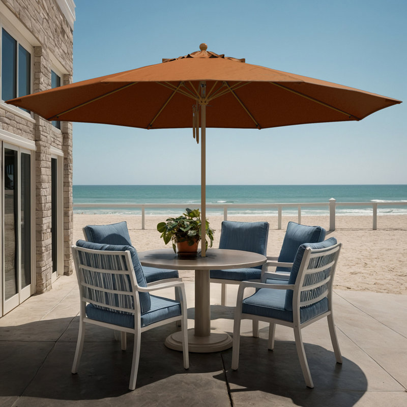 Parasol en bois de teck 11 pi, Orange