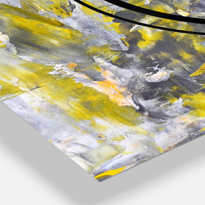 Motif abstrait gris et jaune - horloge murale moderne