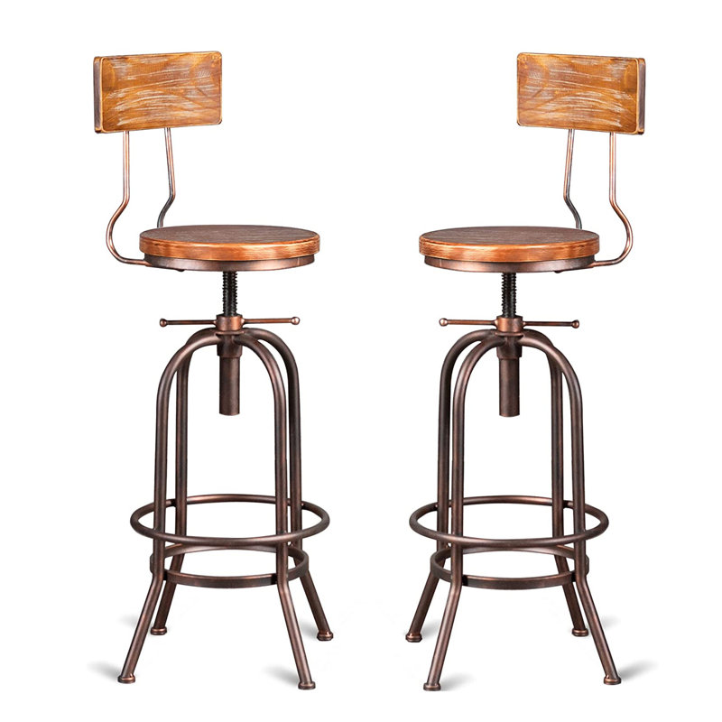 Tabouret de bar industriel pivotant réglable, Brun foncé / bronze industriel, 2