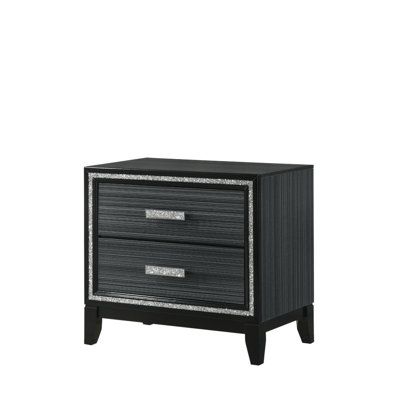 Table de chevet traditionnelle avec finition noire patinée