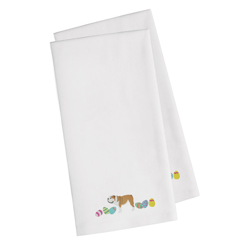 Cotton Embroidered Tea Towel Kitchen Towel, White, 28" H x 19" W x 0.1" D