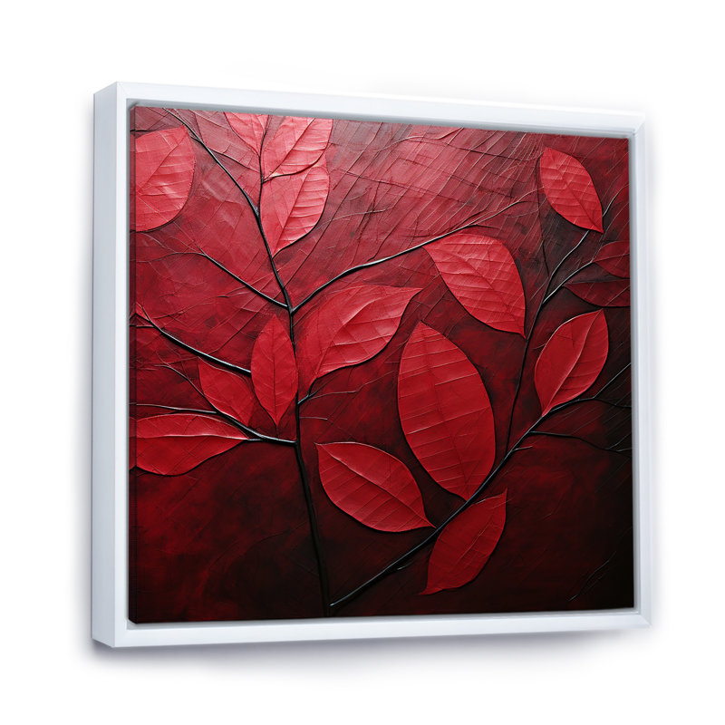 Feuilles de cerisier I sur toile, H 24 po x l 24 po x P 1 po, Cadre flottant blanc