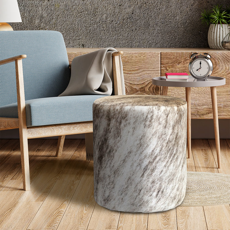 Round Ottoman in Light Brindle