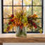 Fall Centerpiece with Hydrangeas and Maple Leaves-749794601-749794602