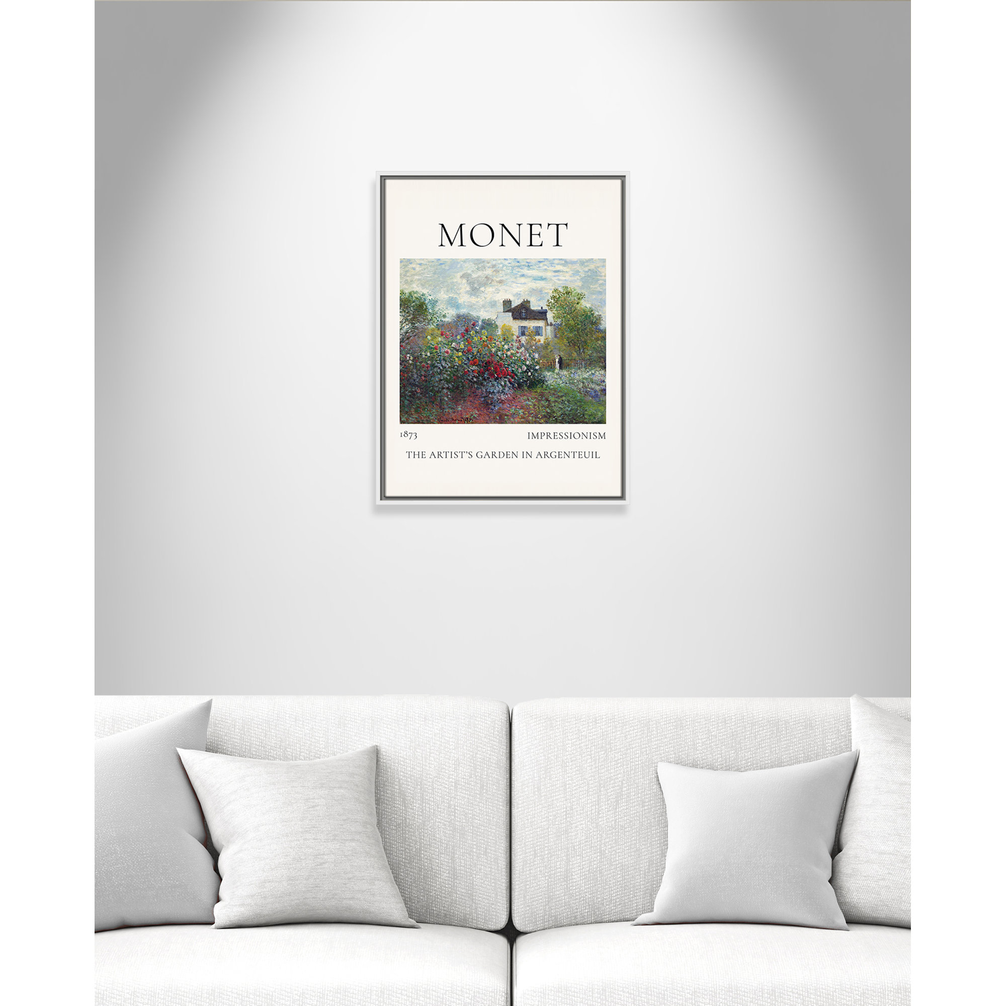 Artists Garden in Argenteuil Print by Claude Monet, No, 25.5" H x 19.5" W x 2" D, White Floater Frame