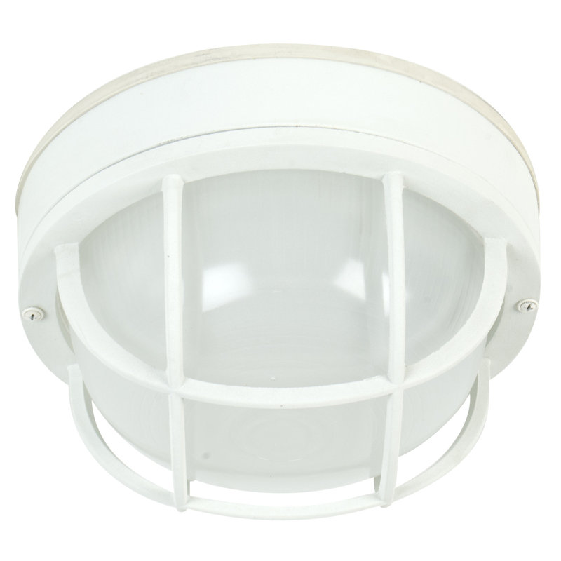 Cast Aluminum 1 - Bulb Outdoor Bulkhead Light, Matte White