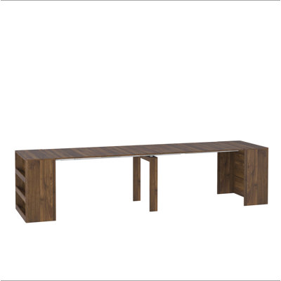 Extendable Foldable Dining Room Table for 1-10 People, Wood Multifunctional Rectangle Expandable Console Kitchen Living Meeting Room Furniture