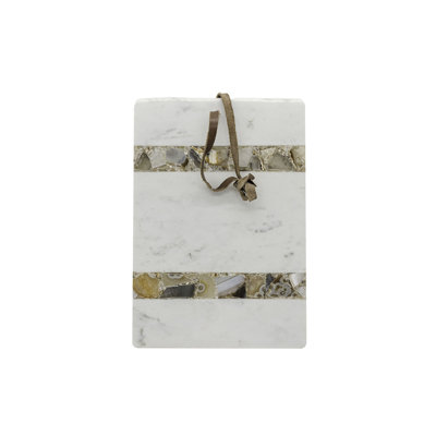 Foreside Home & Garden Large Brown Agate Serving Board Marble, Agate & Leather
