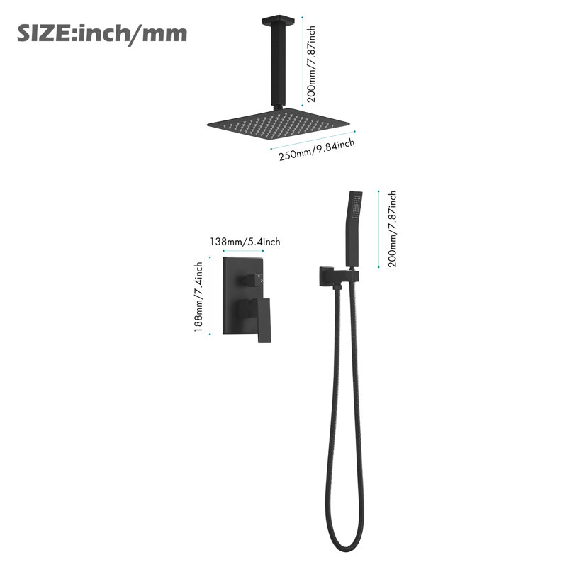 Ensemble de système de douche au plafond 10 pouces avec douche à main