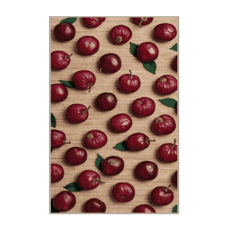 Washable Umeboshi Fruits Area Rug, Rectangle 5' x 7'