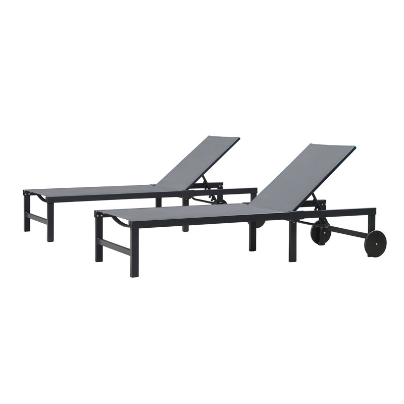 Chaise longue d'extérieur avec table Reivo, Gris