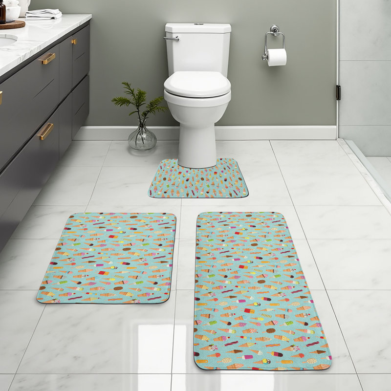  Multicolore ensemble de tapis en forme de U et de tapis rectangulaires Ice Cream