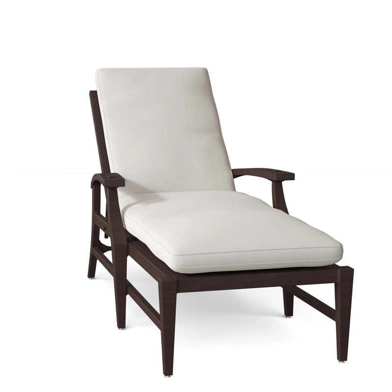 Croquet Aluminum 78.38" Long Reclining Single Chaise with Cushions, Mahogany, No Welt, Tweed Toffee