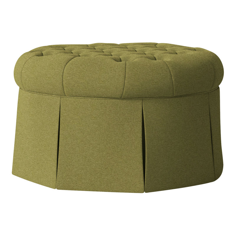 Repose-pieds cocktail capitonné rond 35 po Alma, 8789 Polyester sauge