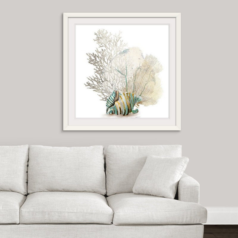 «Deep Coral II» par Aimee Wilson - reproduction d'art, H 38 po x l 38 po x P 1 po, Cadre blanc