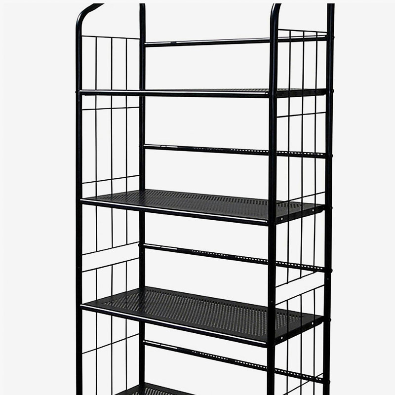 64-inch High 5-tier Corner Metal Bookshelf/Bookcase, Black Painted