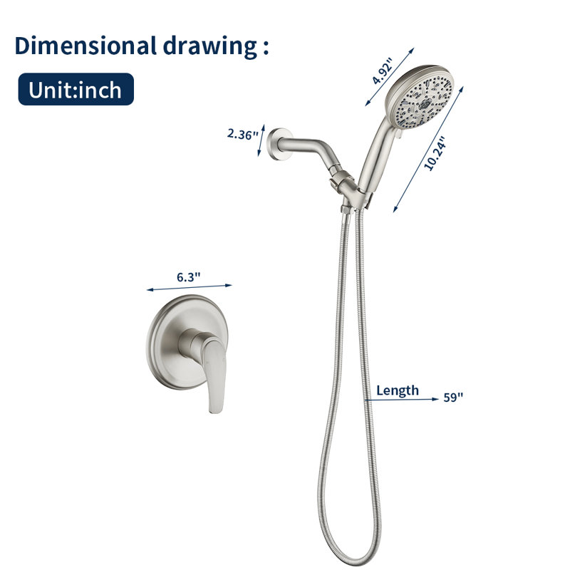 Volume Control Shower Faucet with Rough in-Valve, Brushed Nickel