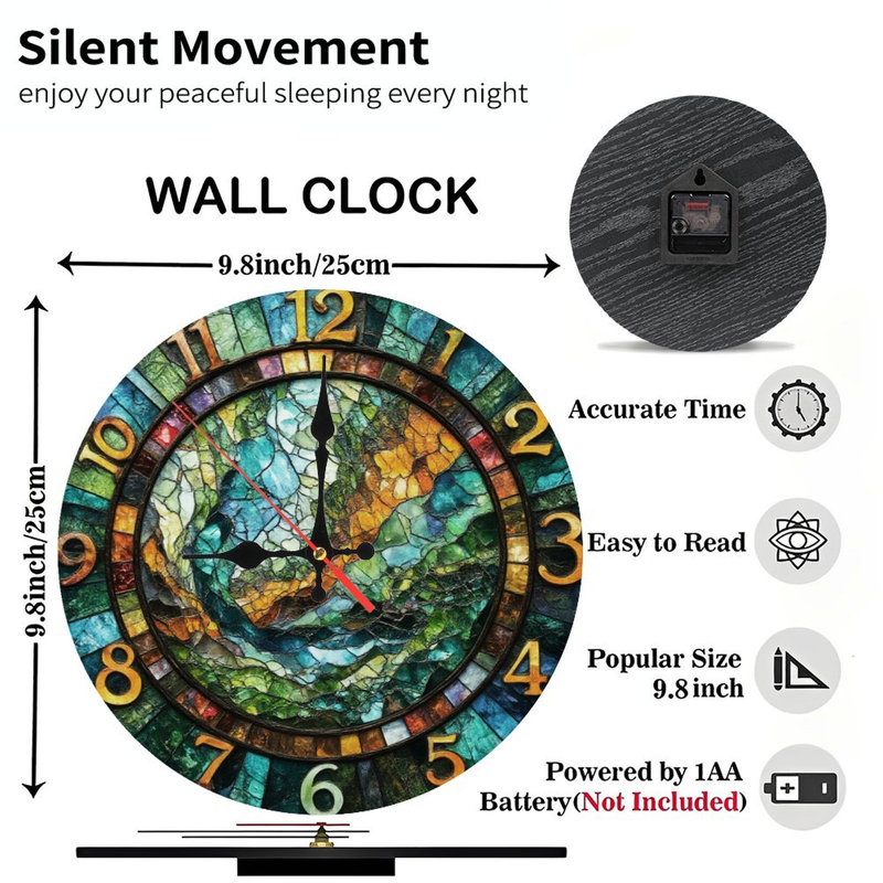 Horloge, vitrail, conception abstraite