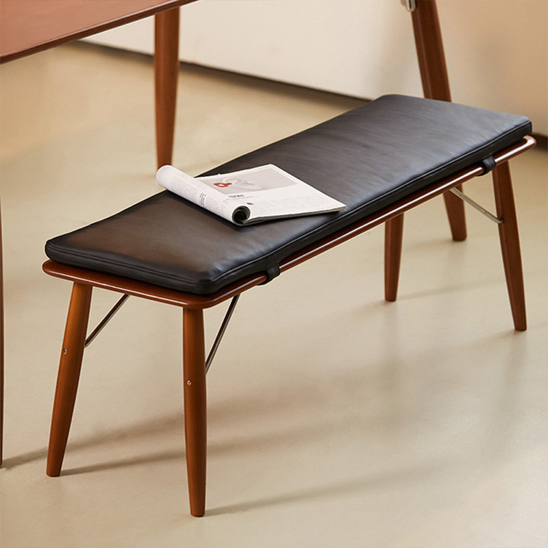 Banc rembourré noir, H 15,75 po x l 47,24 po x P 14,17 po