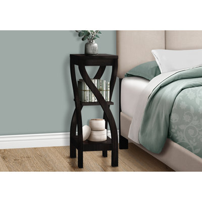 Table d'appoint contemporaine, 3 tables d'appoint carrées avec tablettes, support pour plante brun foncé pour salon, stratifié