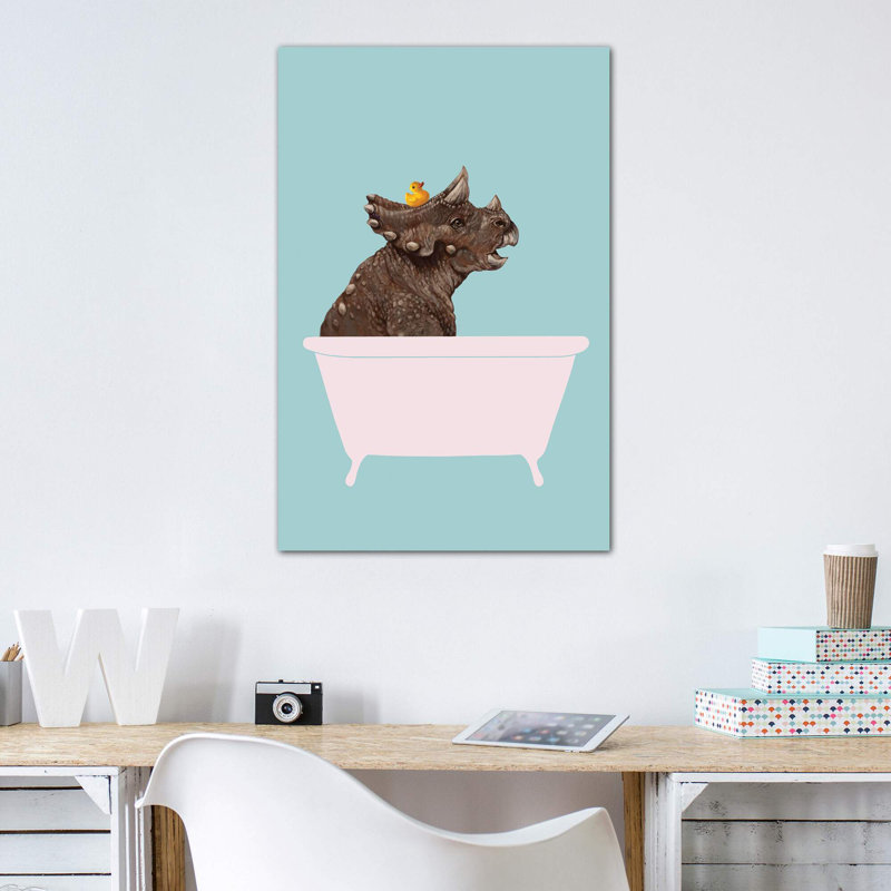 Triceratop in Bathaign par Big Nose Work - impression d'art graphique, Toile tendue, Pas de tapis