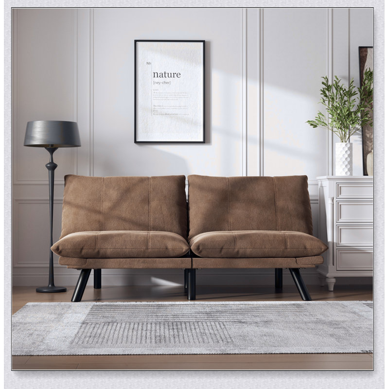 Canapé-lit pliant convertible en microfibre brun