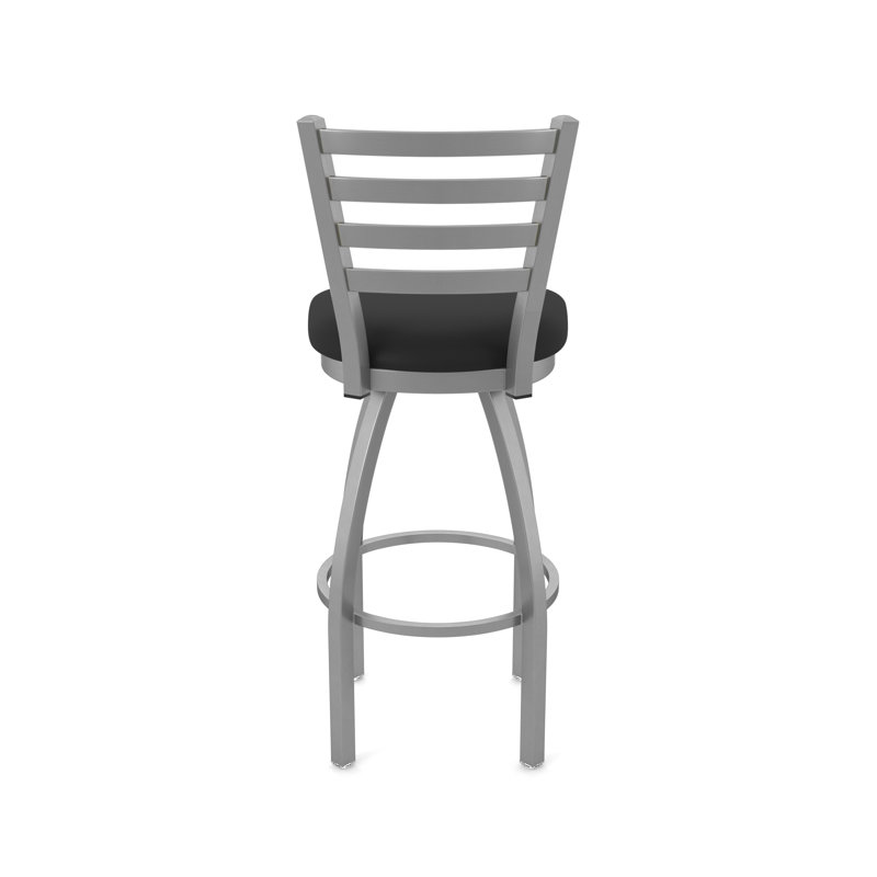 Jackie Swivel Stool, Vinyl-Black Vinyl, Stainless, Bar Stool (30" Seat Height)