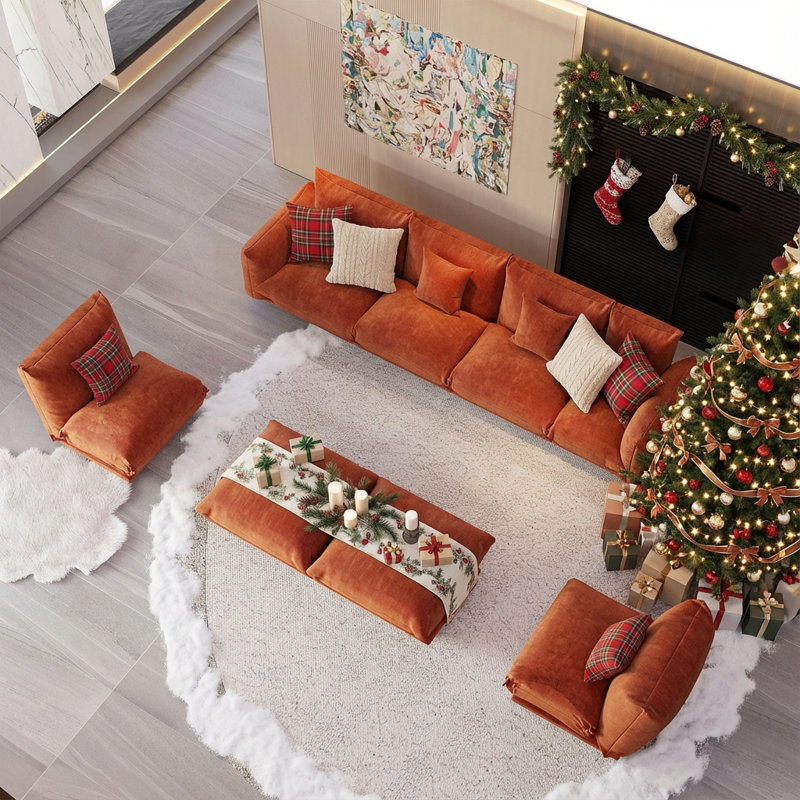 Canapé modulaire en chenille 8 pièces Cloud avec repose-pieds, canapé-lit modulaire réversible en tissu doux pour le salon, la chambre à coucher et le bureau