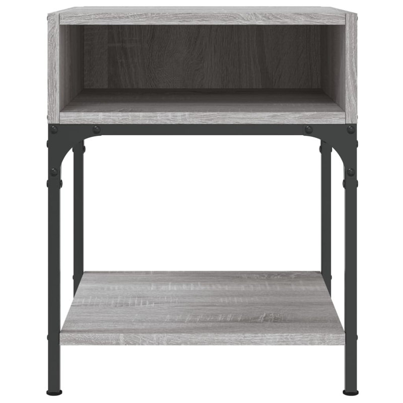 Elsaid 40cm W Iron Bedside Table, Grey Sonoma