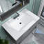 Lavabo de salle de bain rectangulaire encastré 3 trous 29,75 x 18 po Meje, comptoir de meuble-lavabo seulement, pour robinet central 4 po, blanc