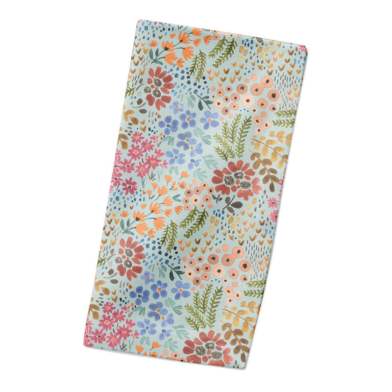 Serviette de table en coton 10 "Dicat Floral, Bleu