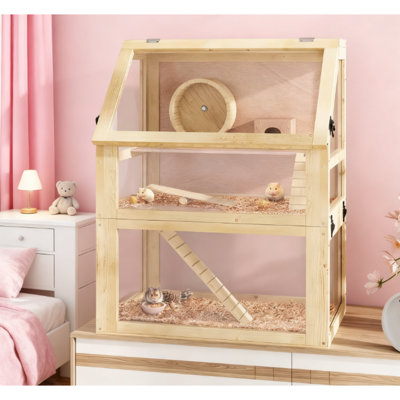 Cages et petits animaux rustiques en bois, conception moderne et spacieuse pour le confort des animaux de compagnie