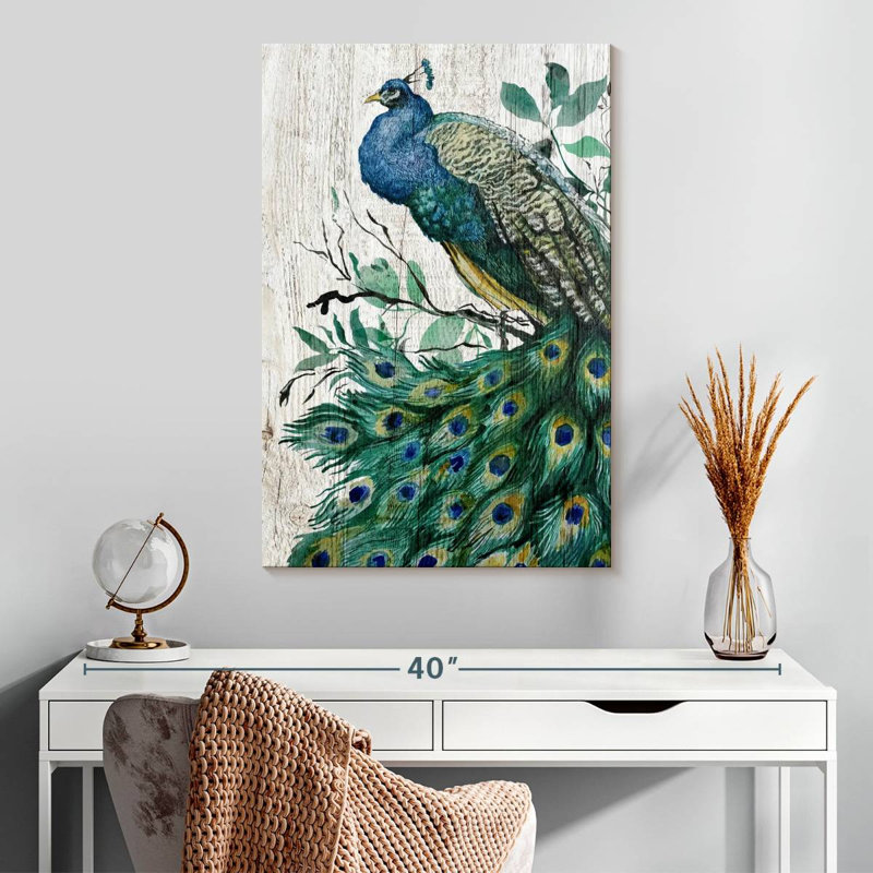 Brampt Wooden Peacock, 30" H x 20" W