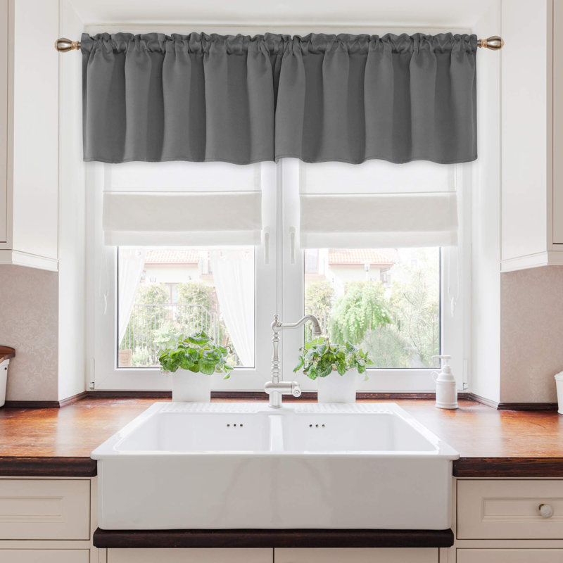 Room Darkening Rod Pocket Thermal Insulated Blackout Curtains (Set of 4), 52" W x 36" L, Light Gray