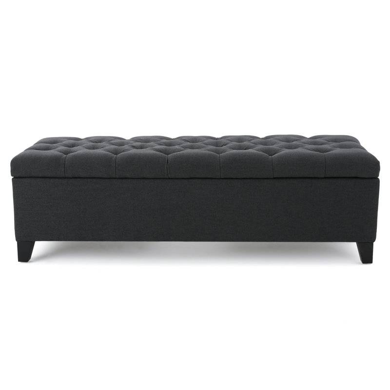 Banc de rangement en tissu Amalfi, Polyester gris foncé, 17" H x 51" W x 17.5" D